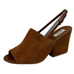 MaxMara Olio Suede Open Toe Chunky Heel Slingback Shoes